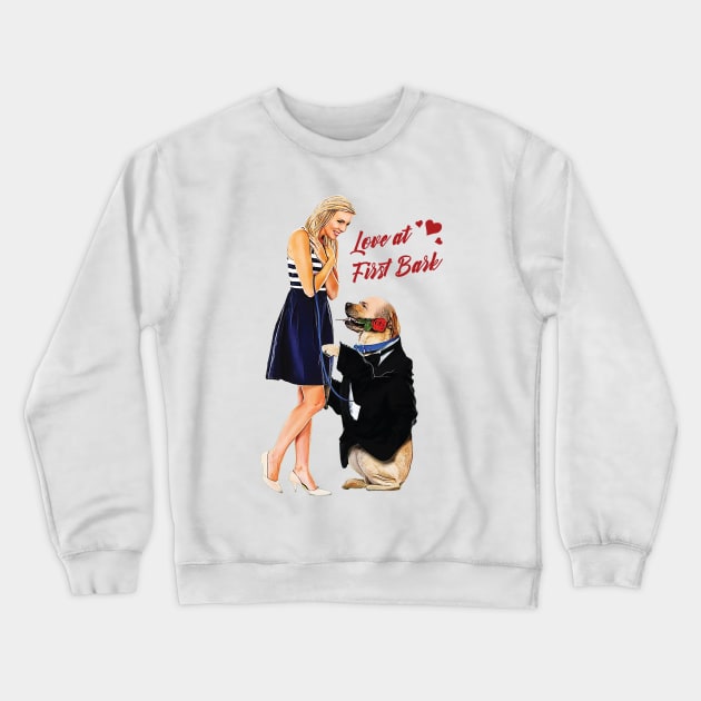 Love at First Bark Crewneck Sweatshirt by theghostofcraigtnelson